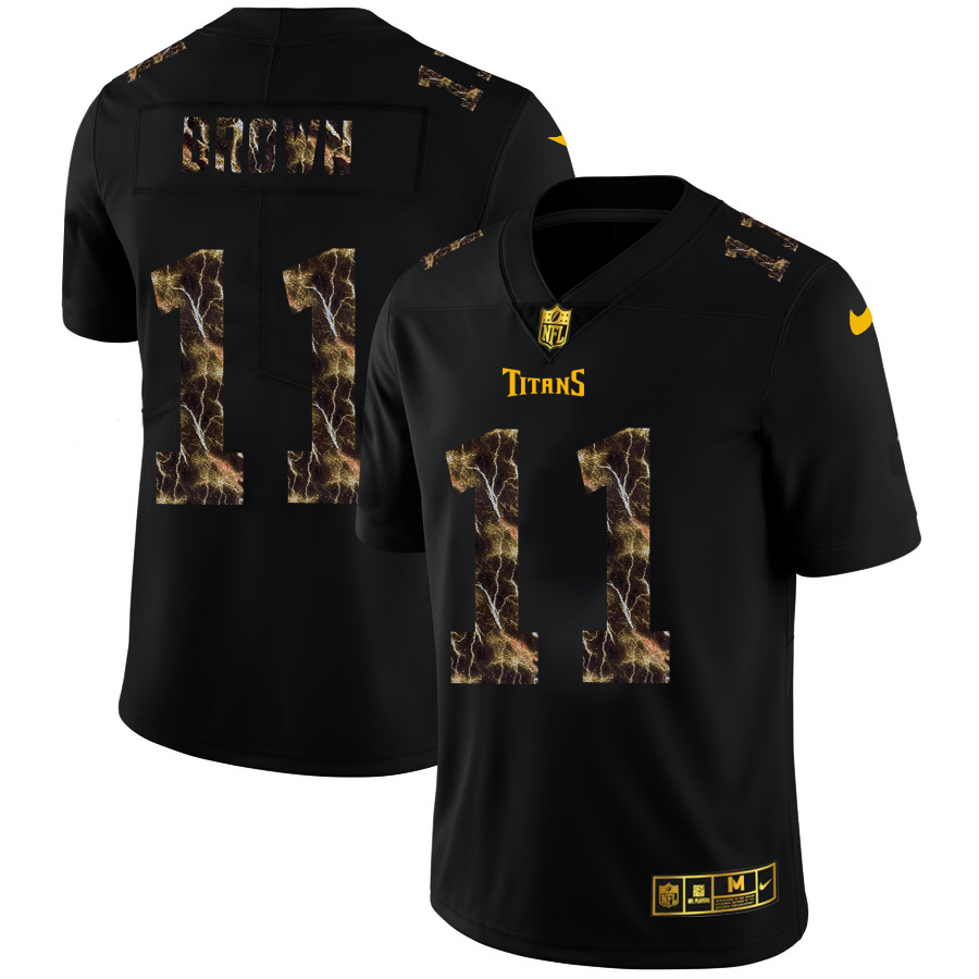 2020 Tennessee Titans #11 A.J. Brown Men Black Nike Flocked Lightning Vapor Limited NFL Jersey